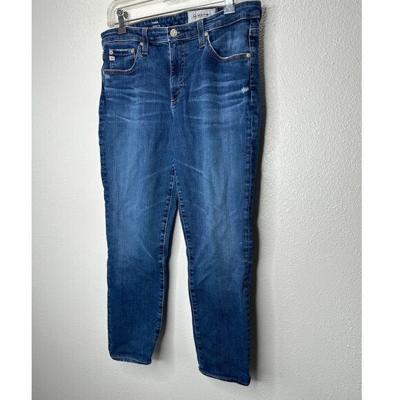 AG Medium Dark Wash Prima Cigarette Leg Whiskered Jeans 30R - Picture 3 of 13